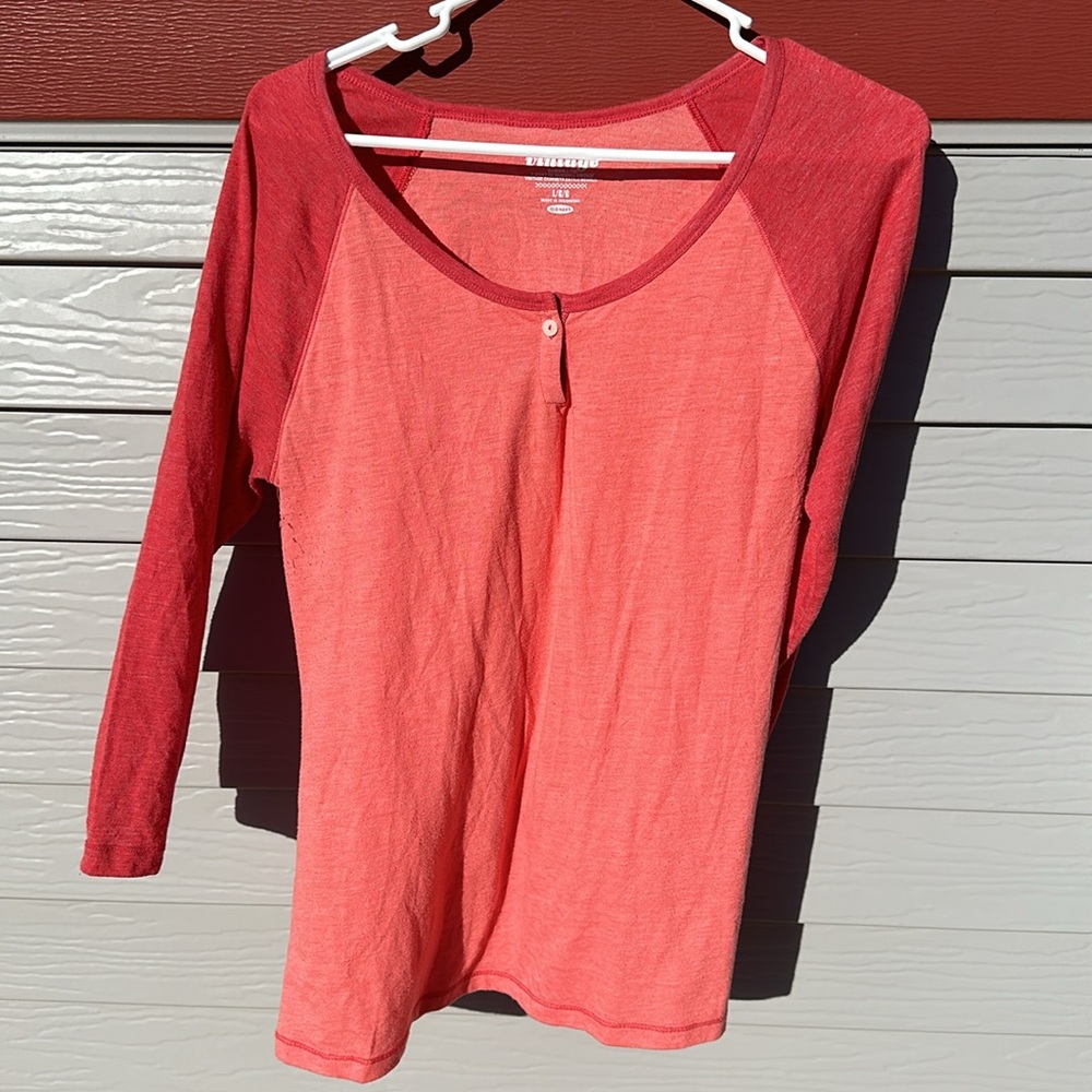 Old Navy Baseball Tee in Orange and Red.